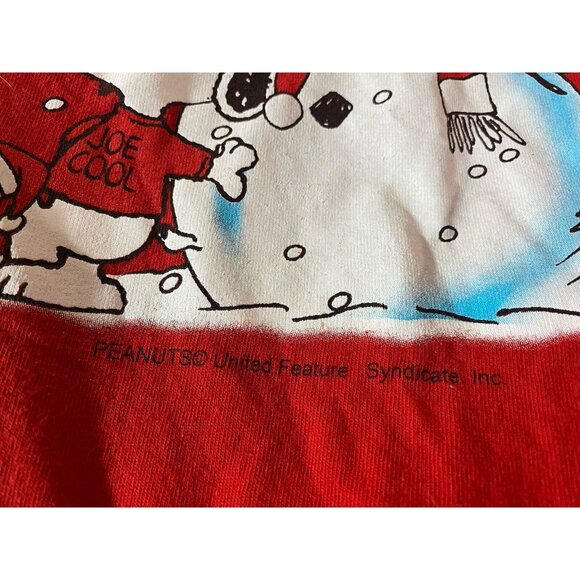 Vintage 90s Peanuts Snoopy Christmas Snowman Santa Joe Cool Shirt Small Holiday - Picture 4 of 5